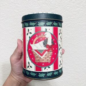 Gorgeous Vintage Duck Goose Christmas Tin Can Storage canister gift cottagecore